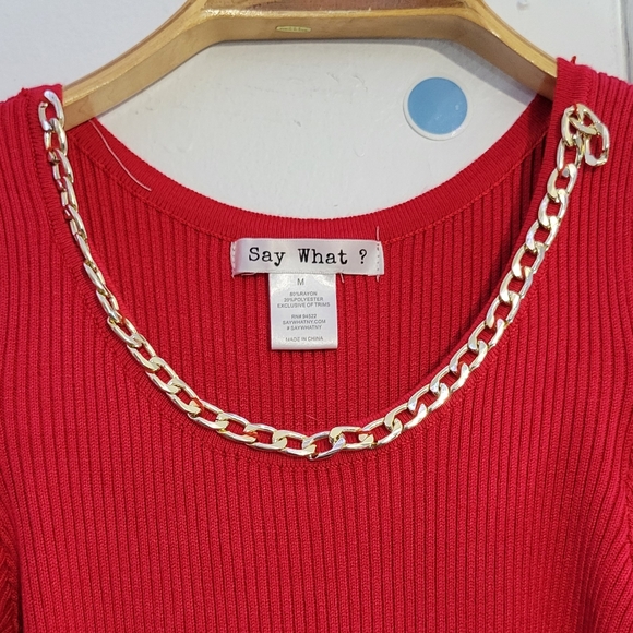 Women's off shoulder dress Round Neck Solid Metal Chain size Medium - Picture 4 of 4